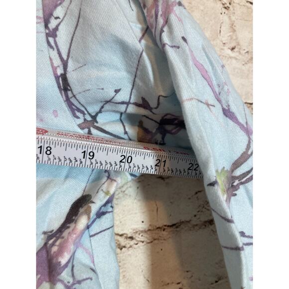 The Cat's Pajamas Flannel Pajama Set Womens Medium Blue Bird Print Winter Scene - Picture 10 of 15